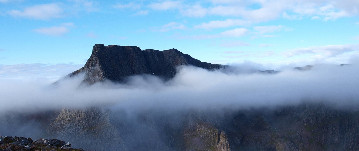 Cloud layer splitting a view of Ben Nevis