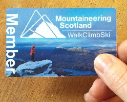 Image of Mountaineering Scotland membership card