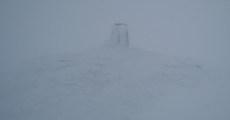 Summit of Ben Macdui in white-out conditions