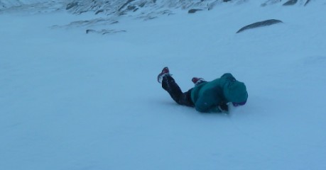 ice-axe breaking on a snow slope